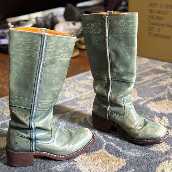 Vintage teal Frye 14L campus boots - Picture 6 of 7